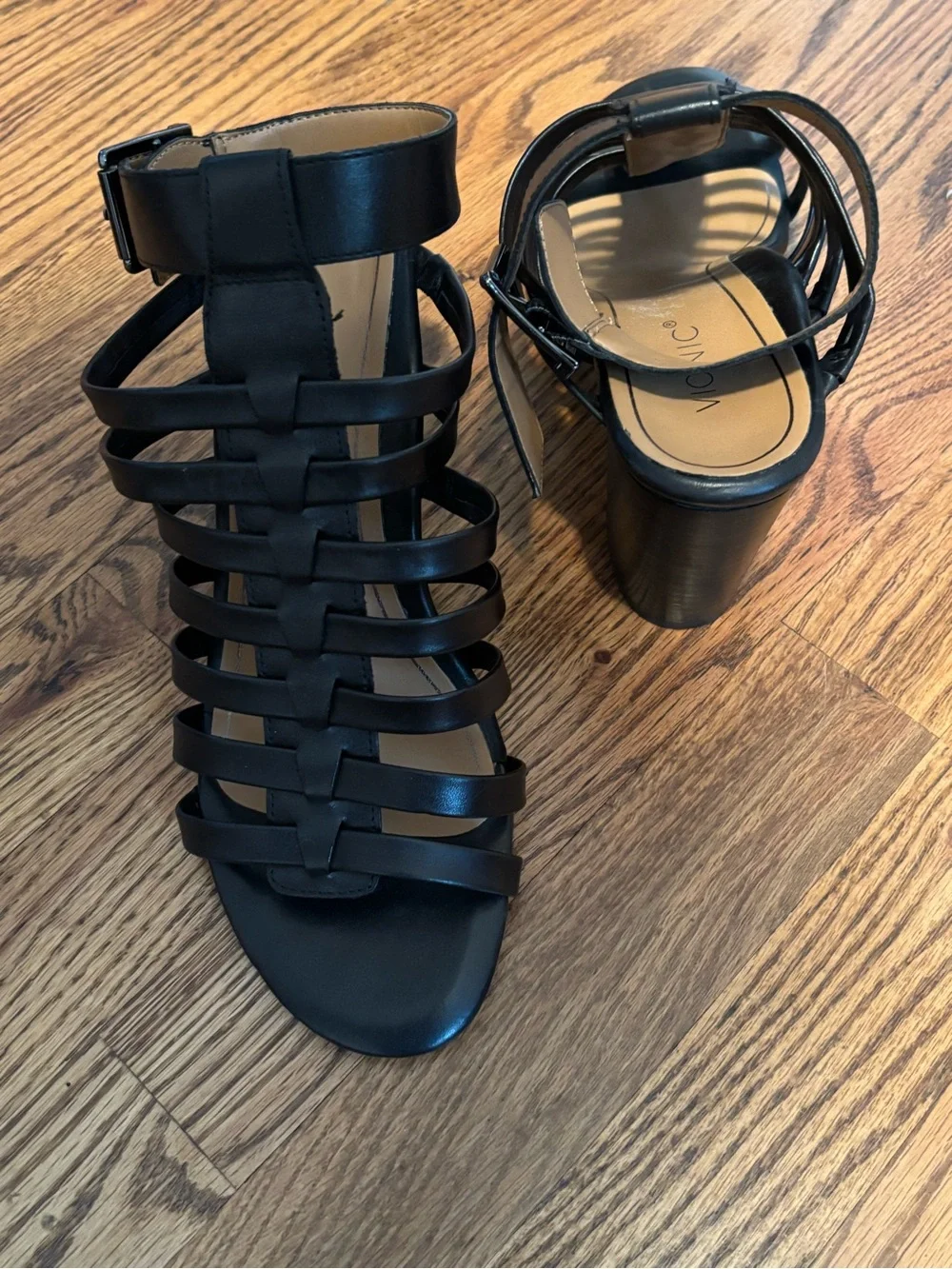 Vionic Sami Gladiator High Heel Sandal Black 9 EUC